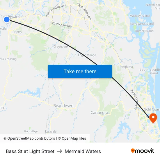 Bass St at Light Street to Mermaid Waters map