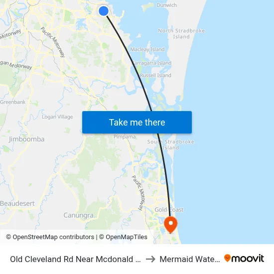 Old Cleveland Rd Near Mcdonald Rd to Mermaid Waters map