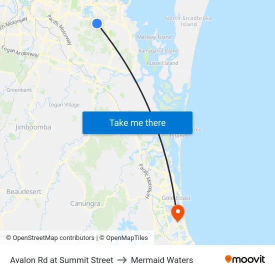 Avalon Rd at Summit Street to Mermaid Waters map