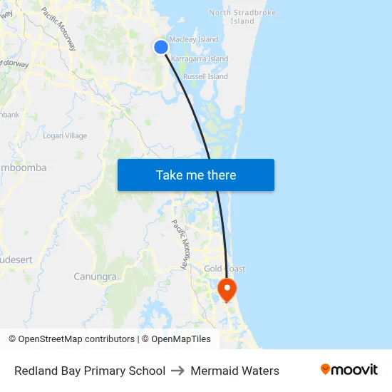 Redland Bay Primary School to Mermaid Waters map