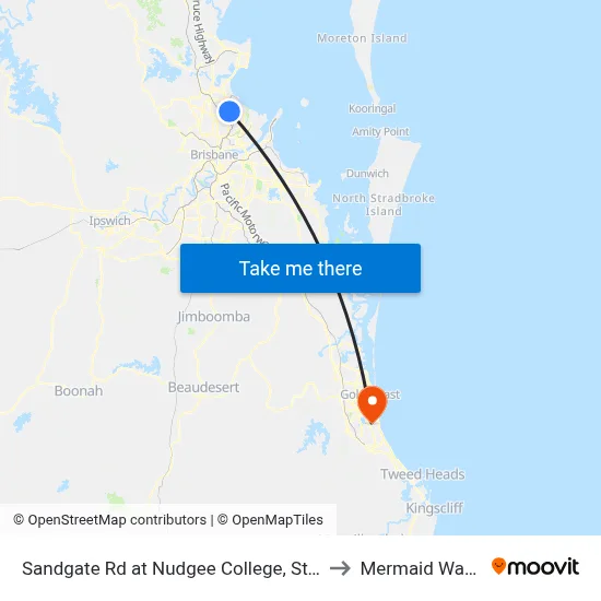 Sandgate Rd at Nudgee College, Stop 17 to Mermaid Waters map