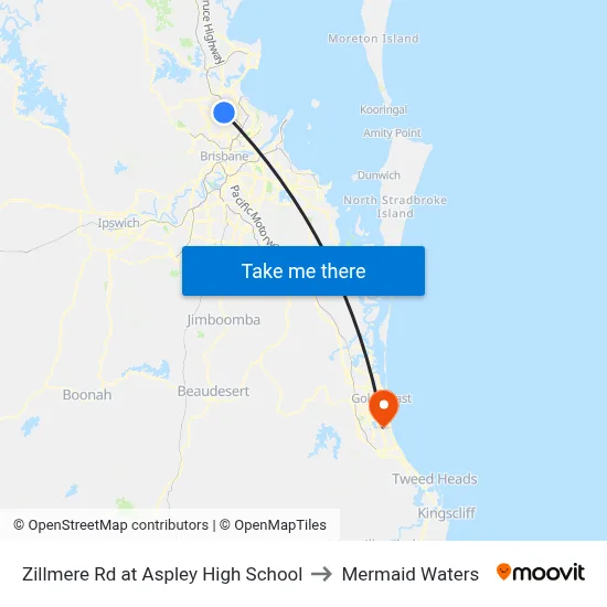 Zillmere Rd at Aspley High School to Mermaid Waters map