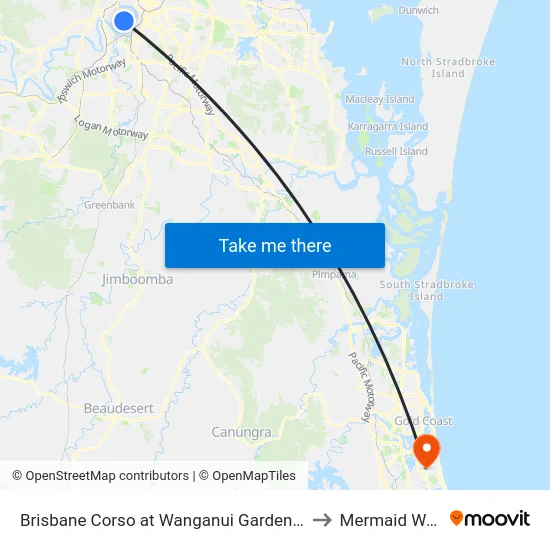 Brisbane Corso at Wanganui Gardens, Stop 35 to Mermaid Waters map