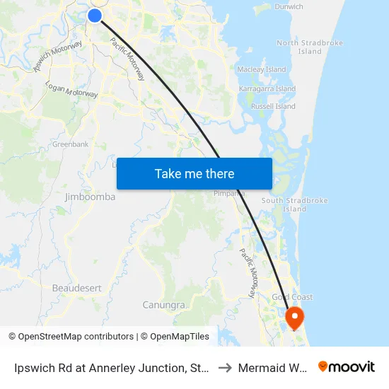 Ipswich Rd at Annerley Junction, Stop 22/21 to Mermaid Waters map