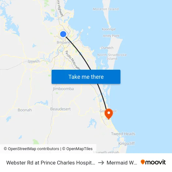 Webster Rd at Prince Charles Hospital, Stop 38 to Mermaid Waters map