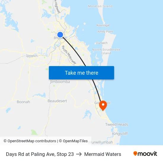 Days Rd at Paling Ave, Stop 23 to Mermaid Waters map