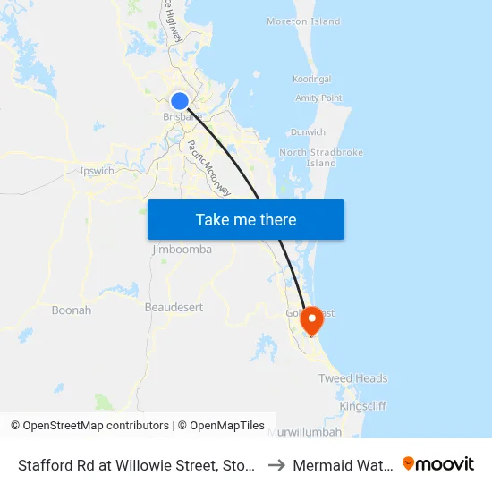 Stafford Rd at Willowie Street, Stop 30a to Mermaid Waters map