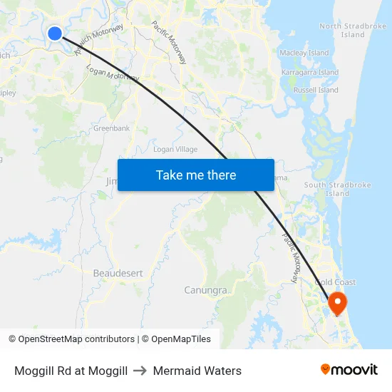 Moggill Rd at Moggill to Mermaid Waters map