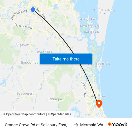 Orange Grove Rd at Salisbury East, Stop 51 to Mermaid Waters map