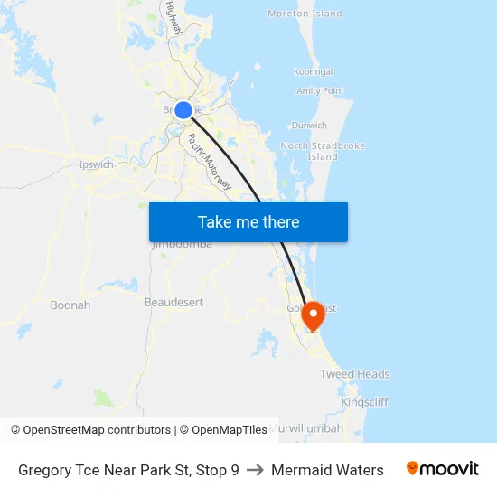 Gregory Tce Near Park St, Stop 9 to Mermaid Waters map