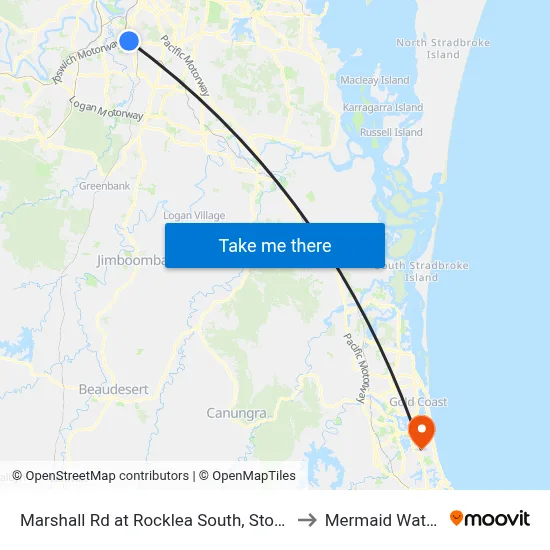 Marshall Rd at Rocklea South, Stop 41 to Mermaid Waters map