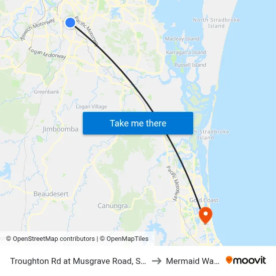 Troughton Rd at Musgrave Road, Stop 39 to Mermaid Waters map