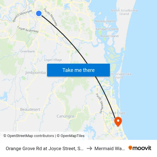 Orange Grove Rd at Joyce Street, Stop 57 to Mermaid Waters map