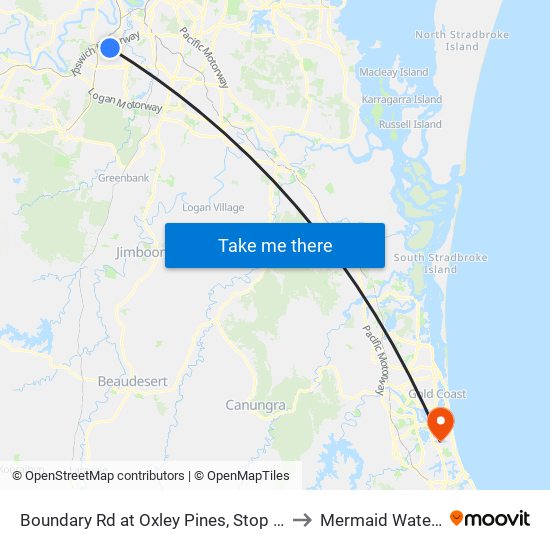 Boundary Rd at Oxley Pines, Stop 70 to Mermaid Waters map