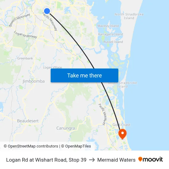 Logan Rd at Wishart Road, Stop 39 to Mermaid Waters map