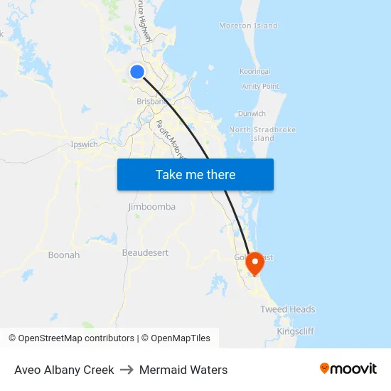 Aveo Albany Creek to Mermaid Waters map
