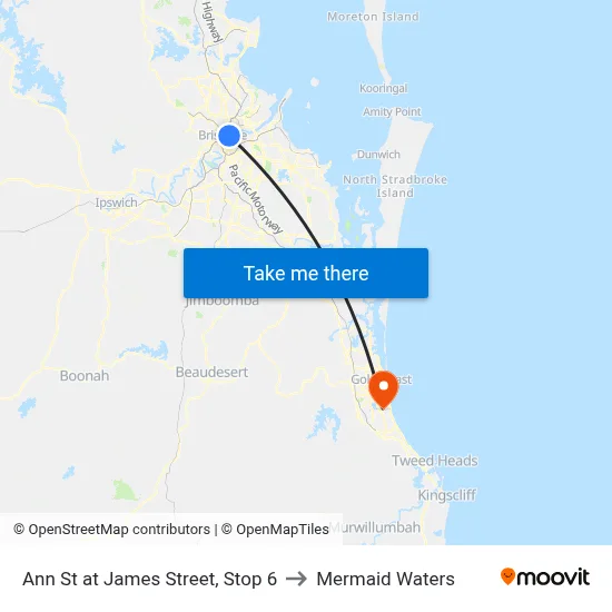 Ann St at James Street, Stop 6 to Mermaid Waters map