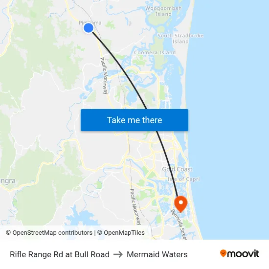 Rifle Range Rd at Bull Road to Mermaid Waters map