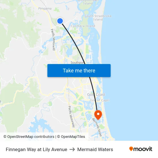 Finnegan Way at Lily Avenue to Mermaid Waters map