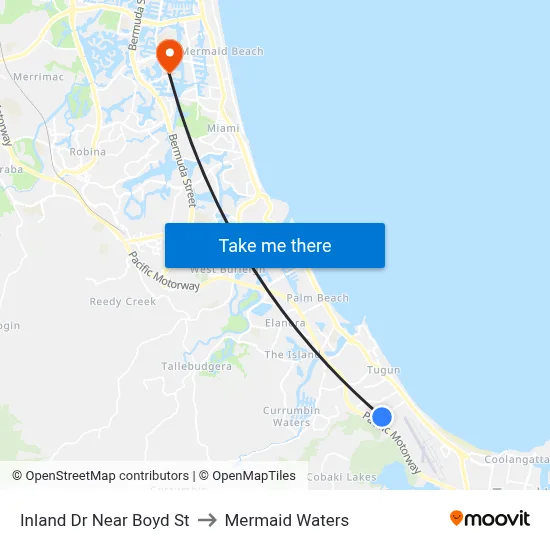 Inland Dr Near Boyd St to Mermaid Waters map