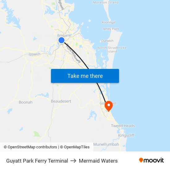 Guyatt Park Ferry Terminal to Mermaid Waters map