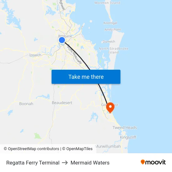 Regatta Ferry Terminal to Mermaid Waters map