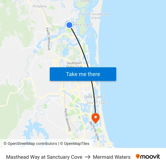 Masthead Way at Sanctuary Cove to Mermaid Waters map