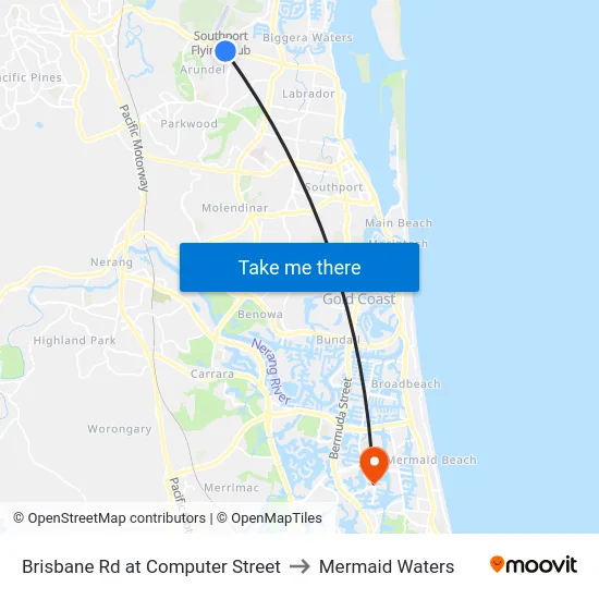Brisbane Rd at Computer Street to Mermaid Waters map
