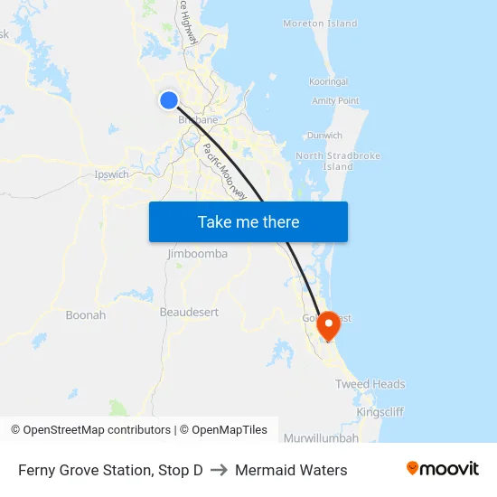 Ferny Grove Station, Stop D to Mermaid Waters map