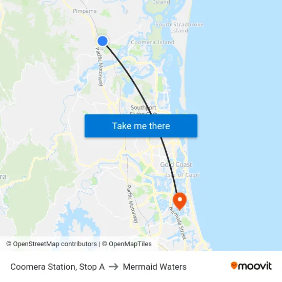 Coomera Station, Stop A to Mermaid Waters map