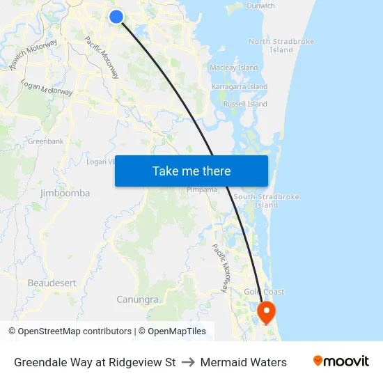 Greendale Way at Ridgeview St to Mermaid Waters map