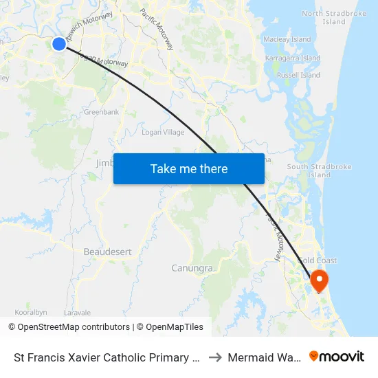 St Francis Xavier Catholic Primary School to Mermaid Waters map