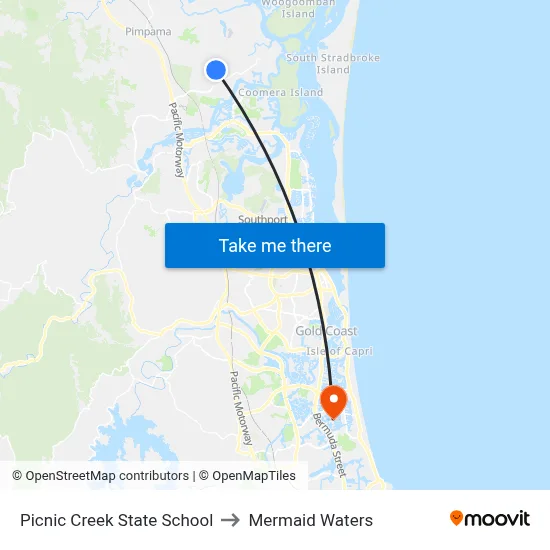 Picnic Creek State School to Mermaid Waters map