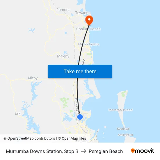 Murrumba Downs Station, Stop B to Peregian Beach map