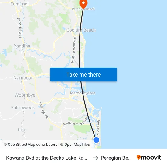Kawana Bvd at the Decks Lake Kawana to Peregian Beach map