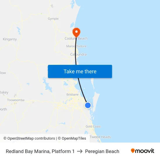 Redland Bay Marina, Platform 1 to Peregian Beach map