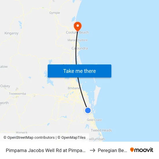 Pimpama Jacobs Well Rd at Pimpama City to Peregian Beach map