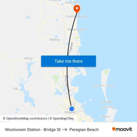 Wooloowin Station - Bridge St to Peregian Beach map