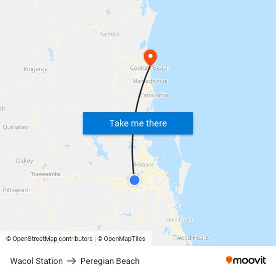 Wacol Station to Peregian Beach map