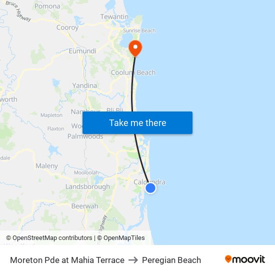 Moreton Pde at Mahia Terrace to Peregian Beach map