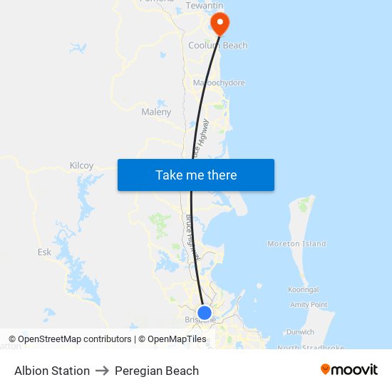 Albion Station to Peregian Beach map