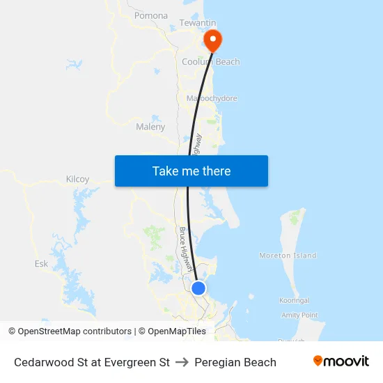 Cedarwood St at Evergreen St to Peregian Beach map