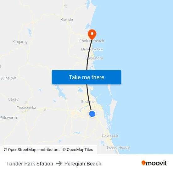 Trinder Park Station to Peregian Beach map