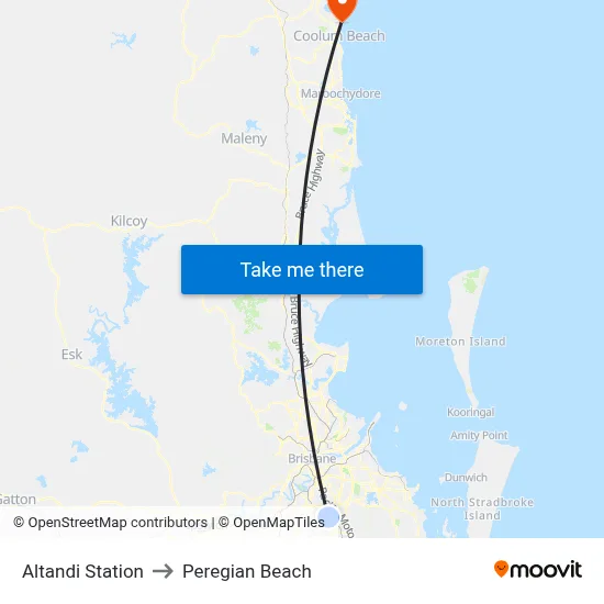Altandi Station to Peregian Beach map