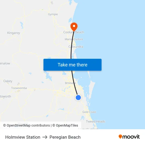 Holmview Station to Peregian Beach map
