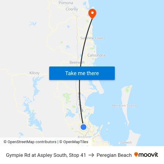 Gympie Rd at Aspley South, Stop 41 to Peregian Beach map