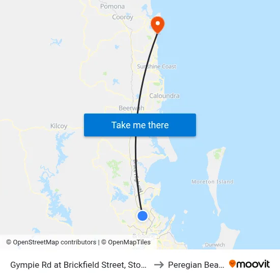 Gympie Rd at Brickfield Street, Stop 45 to Peregian Beach map
