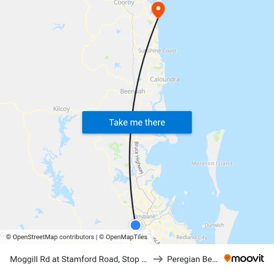 Moggill Rd at Stamford Road, Stop 22/23 to Peregian Beach map