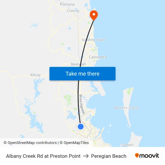 Albany Creek Rd at Preston Point to Peregian Beach map