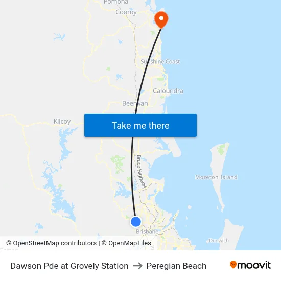 Dawson Pde at Grovely Station to Peregian Beach map